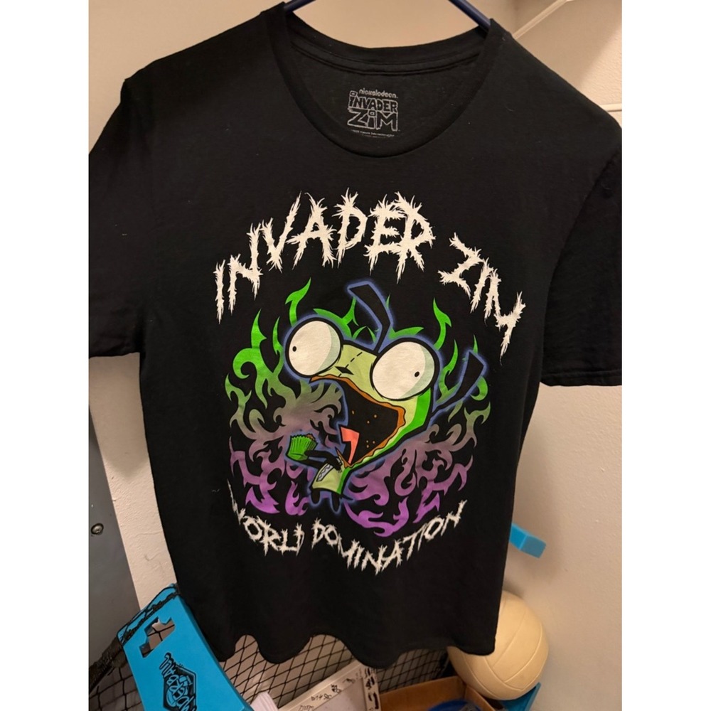 Nickelodeon Invader Zim World Domination Gir Graphic T-Shirt Black Mens Medium - Picture 2 of 5